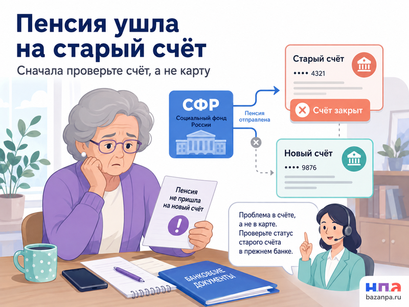 СФР не исполнил заявление о смене способа доставки пенсии и перечислил деньги на старый или закрытый счёт где искать выплату