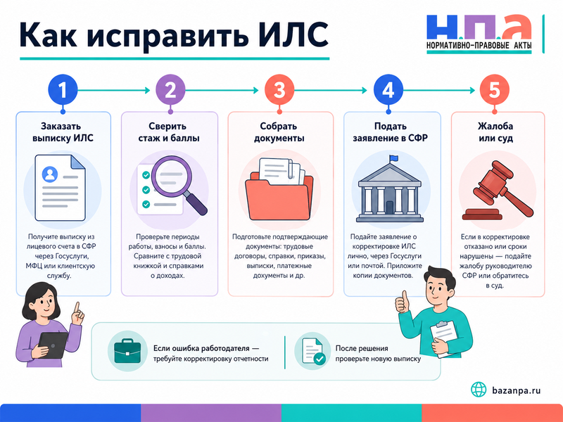 СФР не учел стаж, пенсионные баллы или периоды работы как исправить индивидуальный лицевой счет