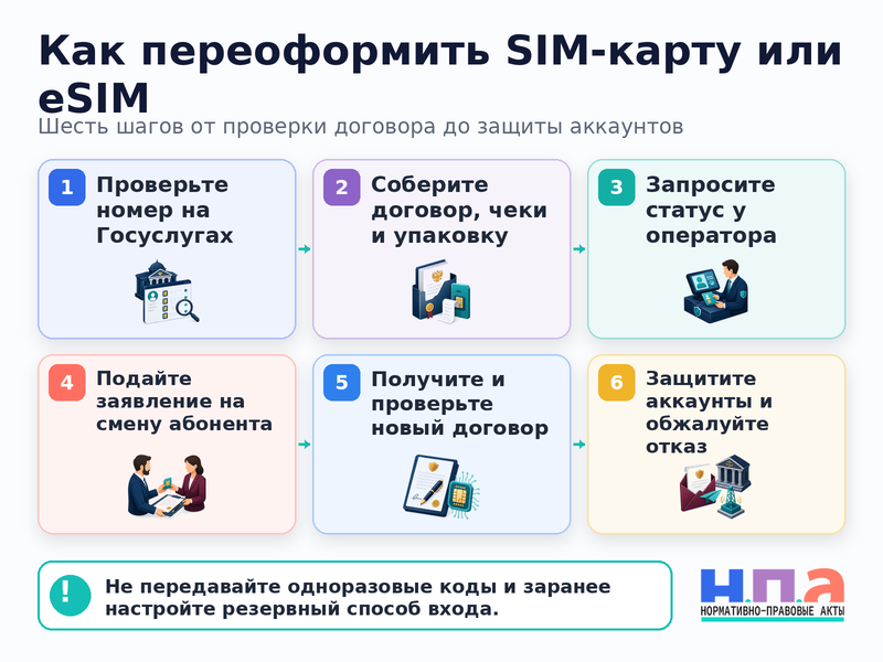 SIM-карта или eSIM оформлена на другого человека как переоформить договор