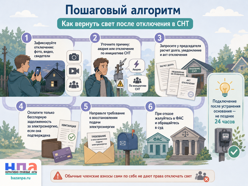 СНТ отключило электричество за неуплату взносов когда это законно и как вернуть свет
