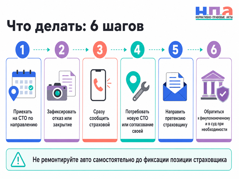 СТО закрылась или отказалась ремонтировать автомобиль по направлению ОСАГО что делать