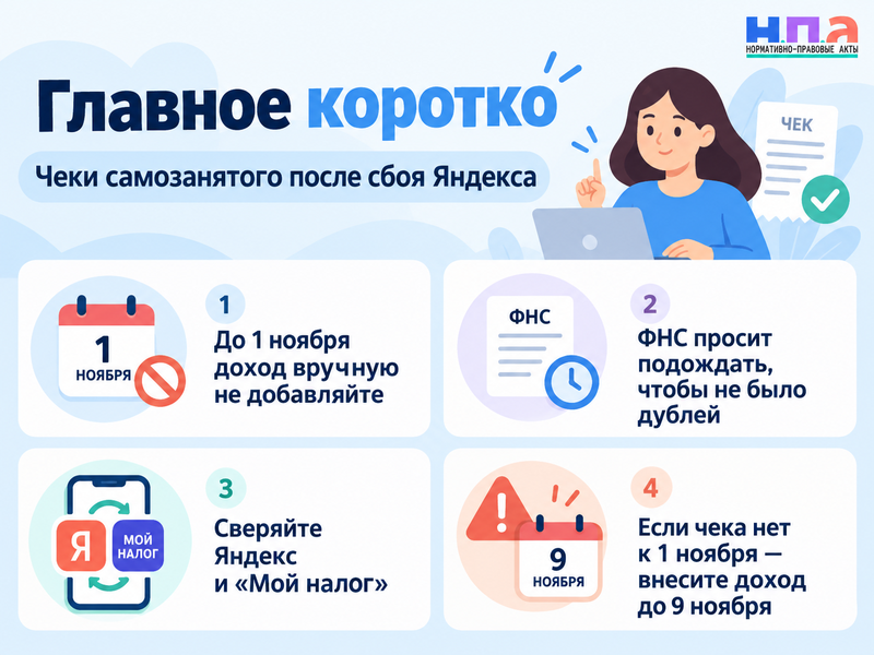 Самозанятому не пришли чеки после сбоя Яндекса - что делать
