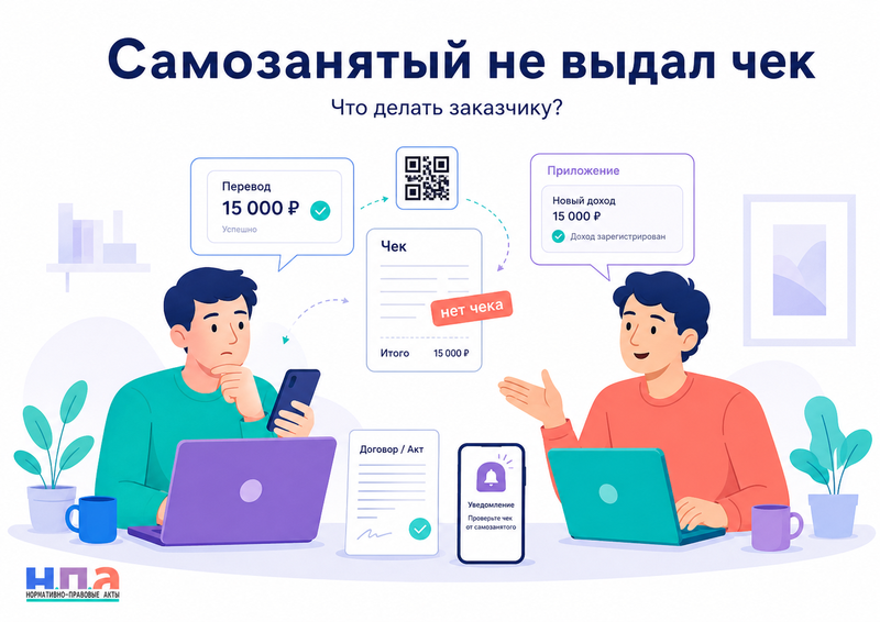 Самозанятый не выдал чек или аннулировал его штрафы и что делать заказчику