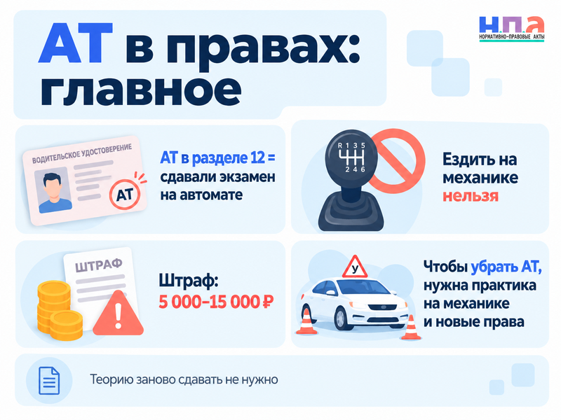 Сдавал на автомате - можно ли ездить на механике и снять AT