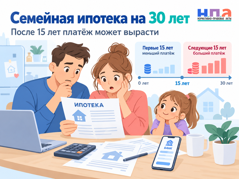 Семейная ипотека на 30 лет сколько платить после первых 15 лет
