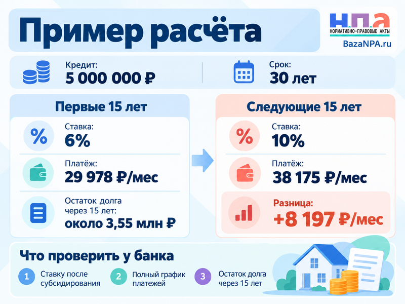Семейная ипотека на 30 лет сколько платить после первых 15 лет