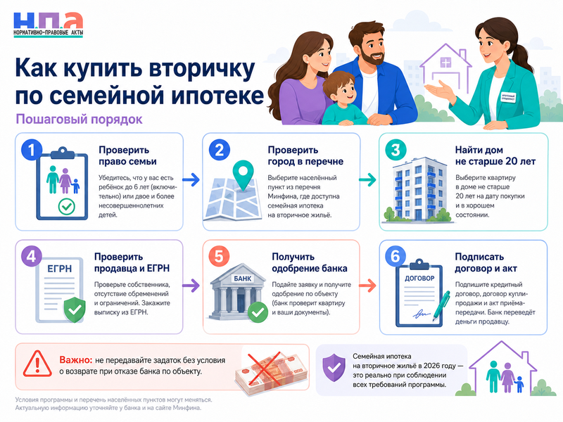Семейная ипотека в 2026 году новые условия, один кредит на семью и покупка вторичного жилья