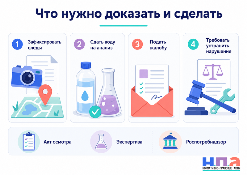 Септик соседа загрязняет колодец или участок доказательства, экспертиза и жалоба