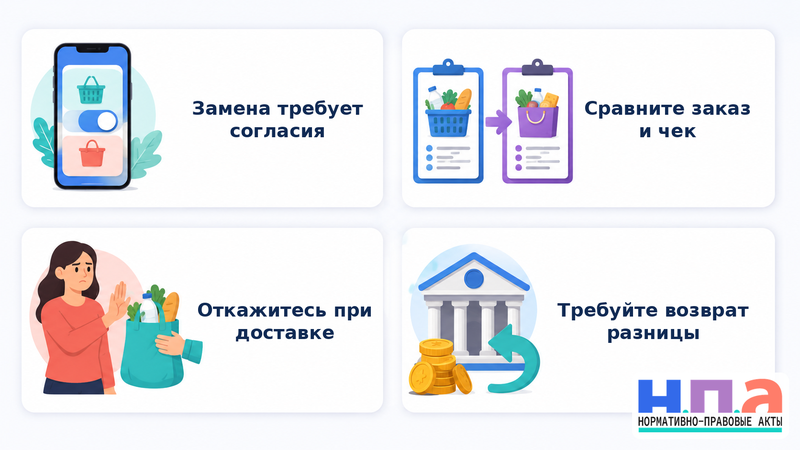 Сервис доставки заменил товары без согласия и списал больше как вернуть деньги