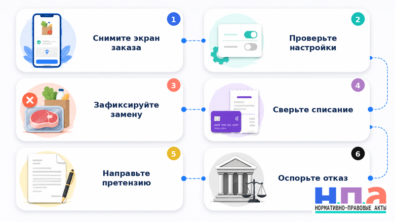 Сервис доставки заменил товары без согласия и списал больше как вернуть деньги