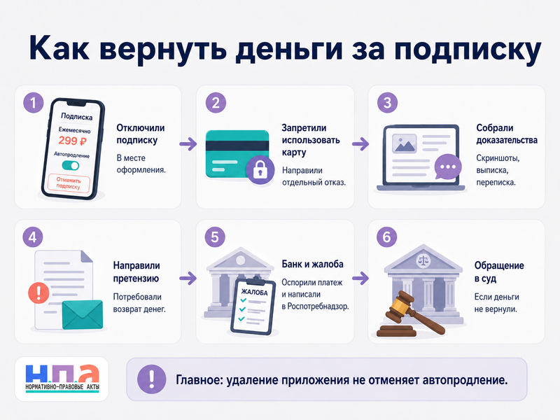 Сервис или приложение продолжает списывать деньги за подписку как отключить и вернуть платежи