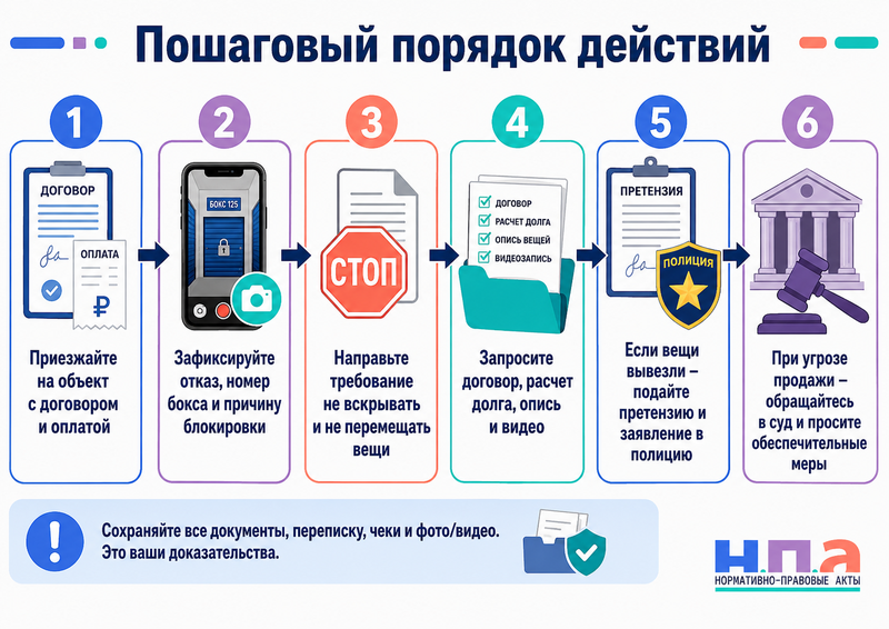 Сервис индивидуального хранения заблокировал доступ к боксу, вывез или уничтожил имущество из-за спорной задолженности