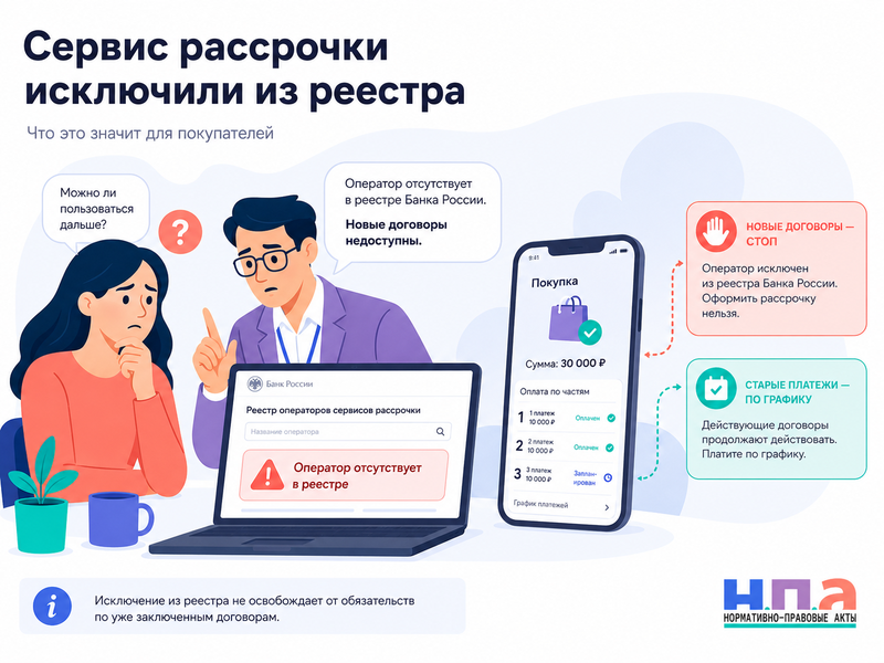 Сервис рассрочки исключили из реестра