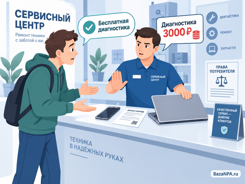 Сервис требует оплатить бесплатную диагностику и не отдаёт технику
