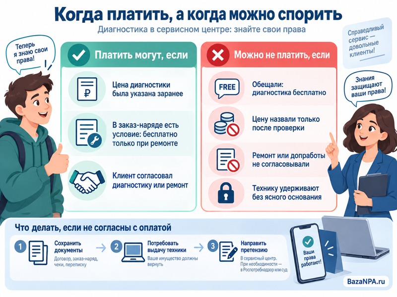 Сервис требует оплатить бесплатную диагностику и не отдаёт технику
