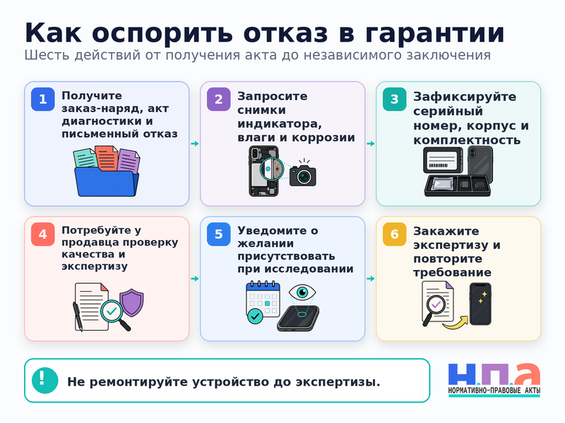 Сервисный центр отказал в гарантии из-за индикатора влаги, хотя залития не было