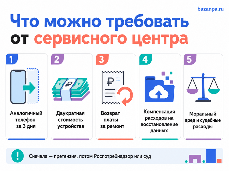 Сервисный центр потерял телефон, повредил технику или удалил данные что можно потребовать