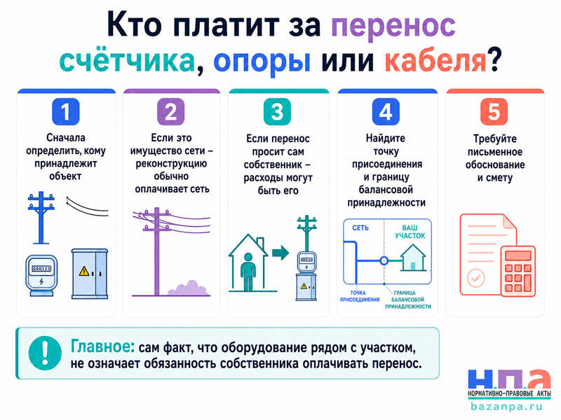 Сетевая организация требует перенести электросчётчик, опору, шкаф или кабель за счёт собственника: кто должен платить