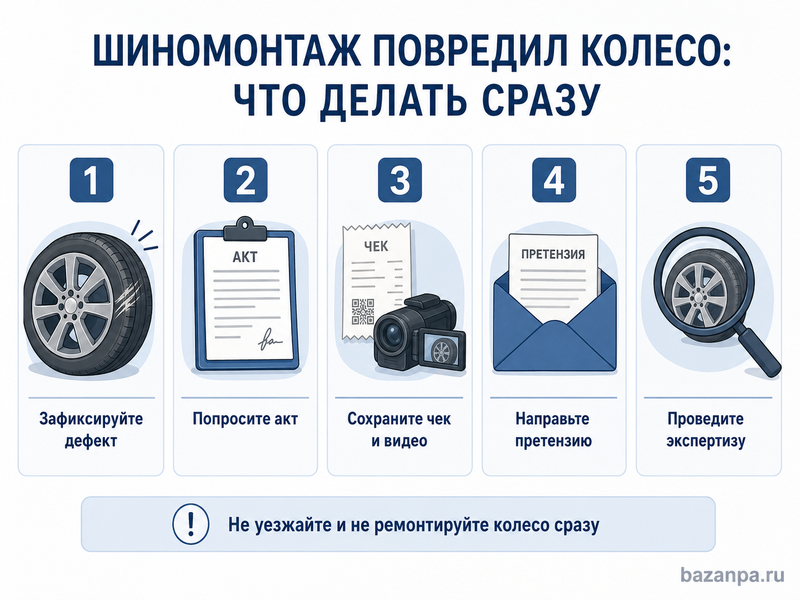 Шиномонтаж повредил диск, датчик давления или резину: претензия, акт и компенсация