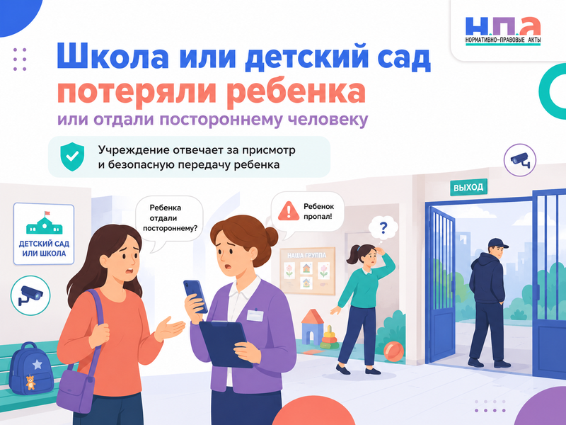Школа, детский сад или группа продленного дня потеряли ребенка либо отпустили его с посторонним человеком ответственность учреждения