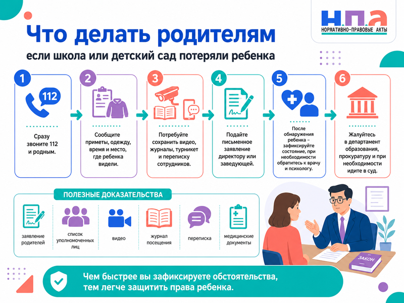 Школа, детский сад или группа продленного дня потеряли ребенка либо отпустили его с посторонним человеком ответственность учреждения