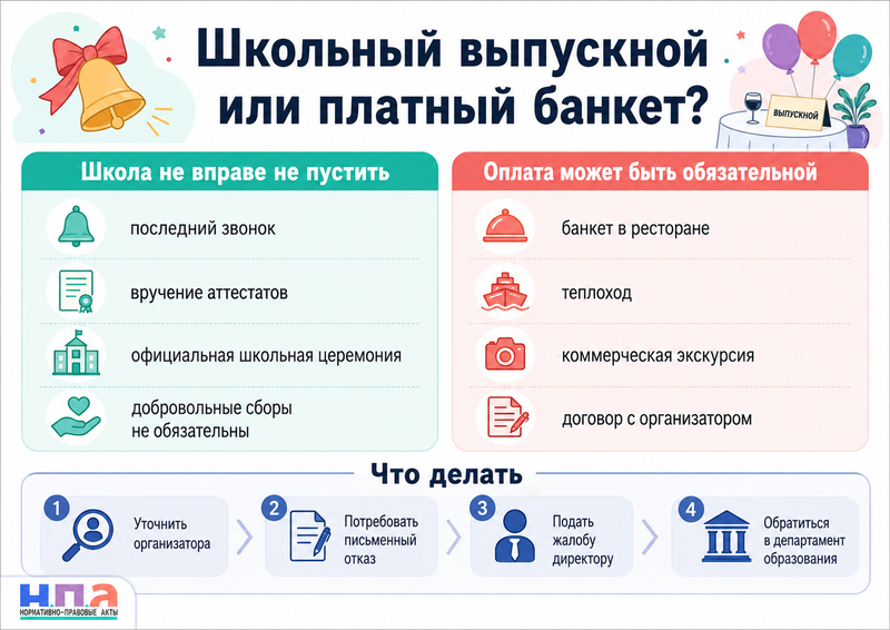 Школа не допускает ребенка на выпускной, последний звонок или экскурсию из-за отказа сдавать деньги