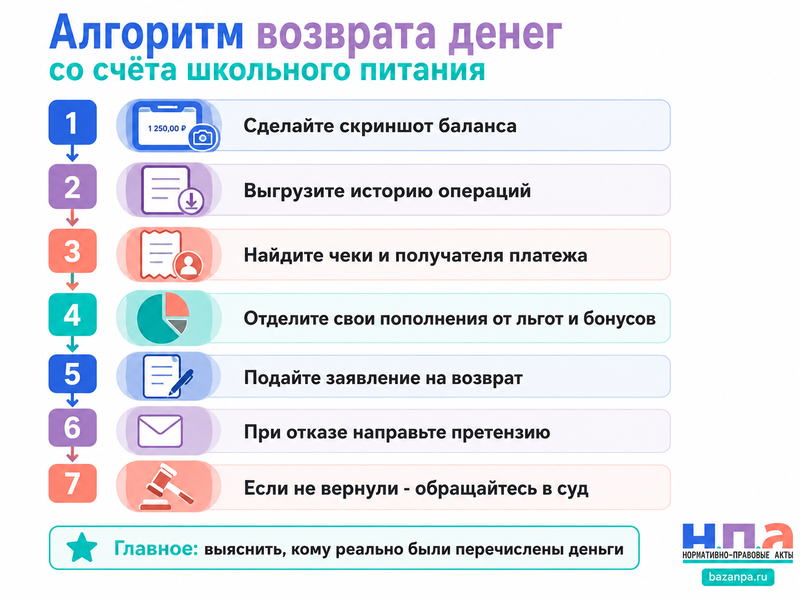 Школа не возвращает деньги со счёта питания ребёнка как вернуть остаток
