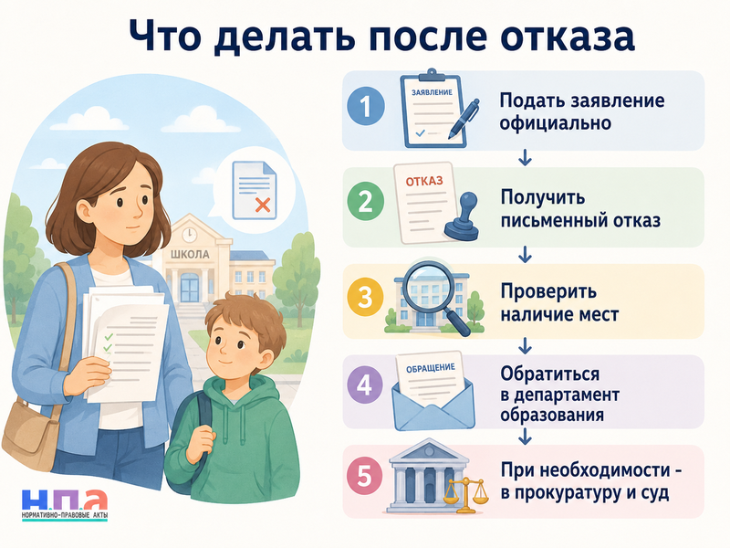 Школа отказала в приеме ребенка в первый класс или при переводе