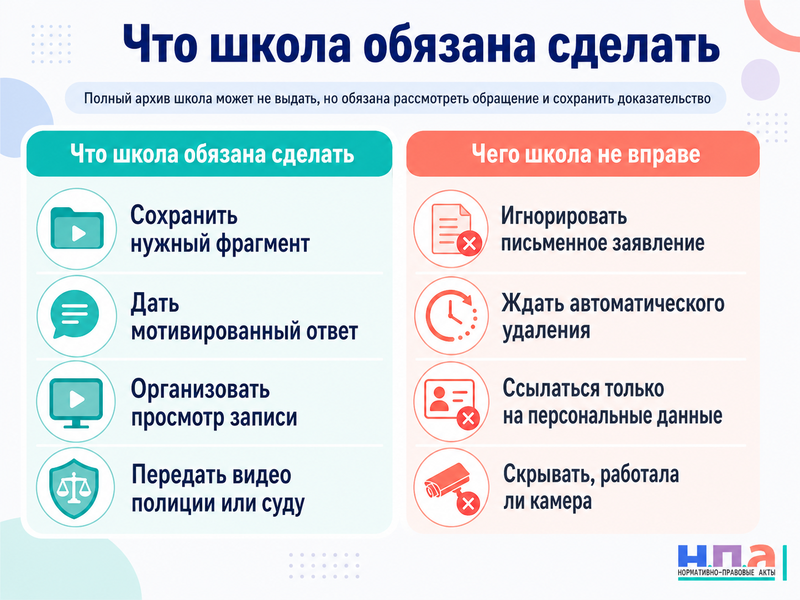 Школа отказывается предоставить или сохранить запись с камер