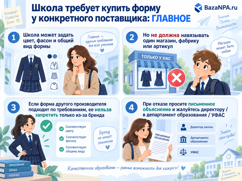 Школа требует купить форму у конкретного поставщика - законно ли это
