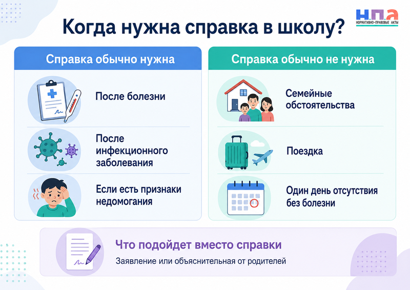 Школа требует медицинскую справку после пропуска занятий когда документ действительно обязателен