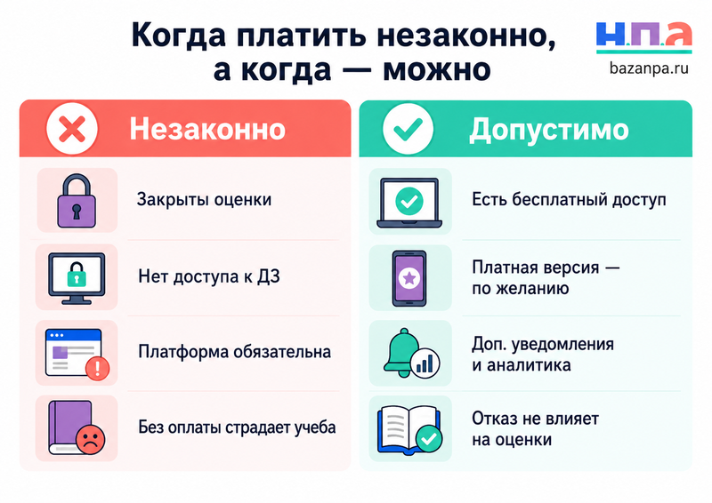 Школа требует оплатить электронный дневник, приложение или образовательную платформу законно ли это