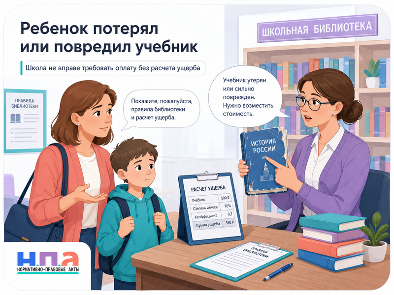 Школа требует оплатить новый учебник по полной цене, если ребенок потерял или повредил книгу как определяется размер ущерба