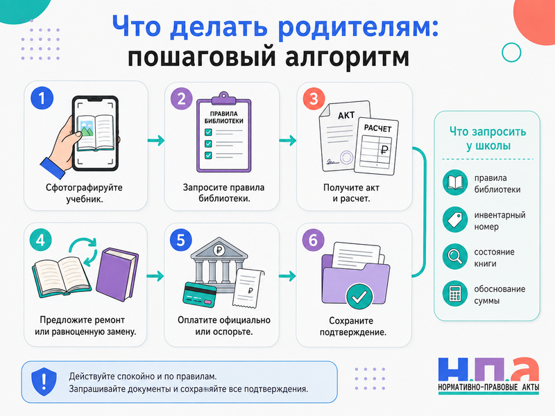 Школа требует оплатить новый учебник по полной цене, если ребенок потерял или повредил книгу как определяется размер ущерба