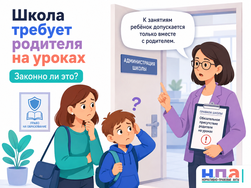 Школа требует постоянного присутствия родителя на уроках как условие допуска ребенка к занятиям