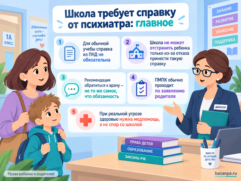 Школа требует справку от психиатра или из ПНД можно ли отказаться
