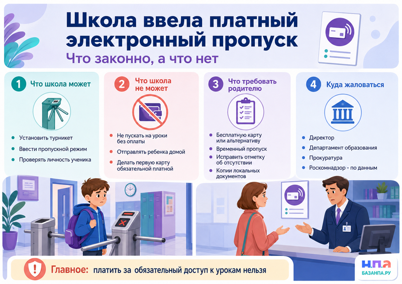 Школа ввела платный электронный пропуск и не допускает ребенка без карты