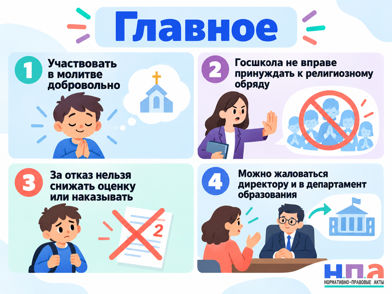 Школа заставляет ребёнка молиться - можно ли отказаться от обряда