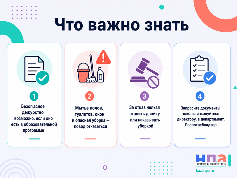Школа заставляет учеников мыть полы, убирать классы или территорию можно ли отказаться без согласия родителей