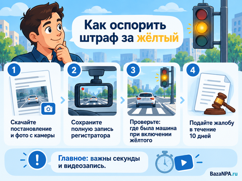 Штраф за проезд на желтый сигнал - когда его можно оспорить