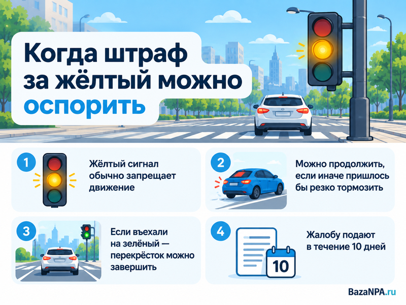 Штраф за проезд на желтый сигнал - когда его можно оспорить