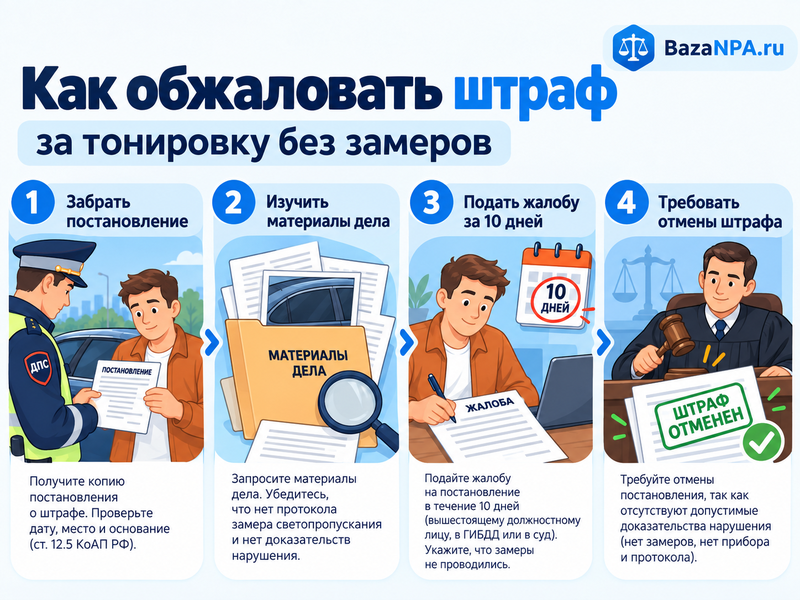 Штраф за тонировку без замера светопропускания - что делать