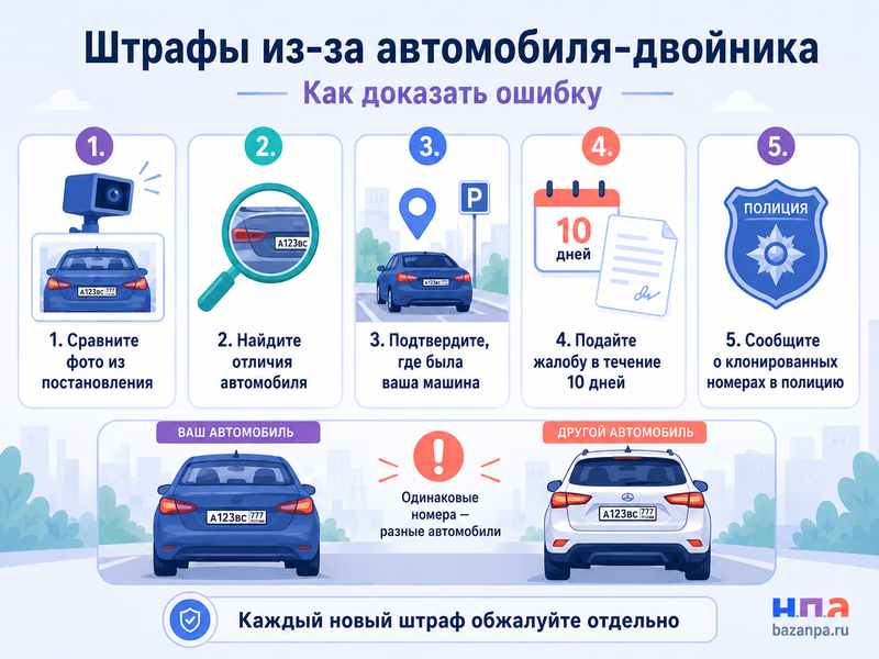 Штрафы приходят из-за автомобиля-двойника или клонированных номеров как доказать ошибку