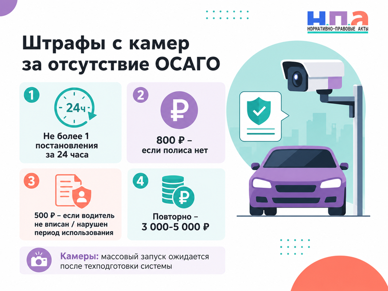 Штрафы с камер за отсутствие ОСАГО в 2026 году сколько постановлений могут выписать за один день