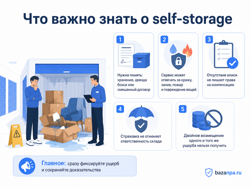 Склад индивидуального хранения потерял или повредил вещи: ответственность сервиса и страховая выплата