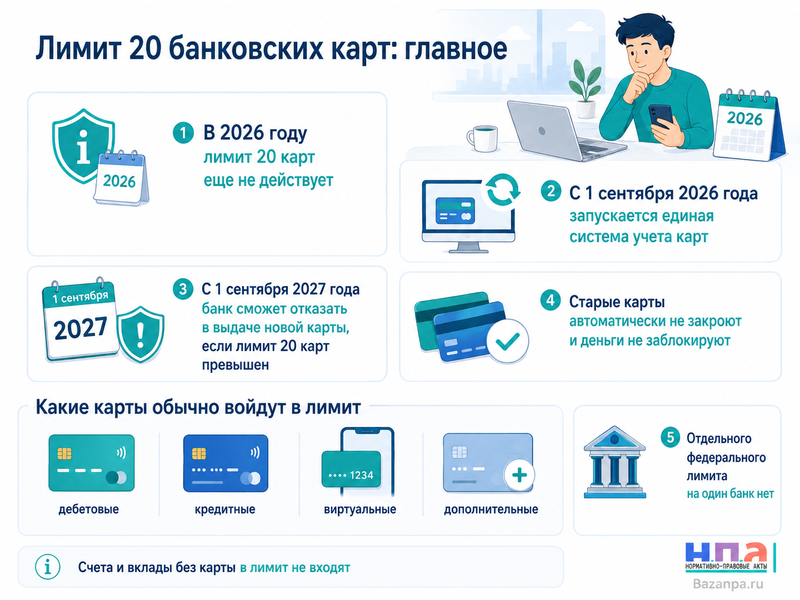 Сколько банковских карт можно иметь в 2026 году лимит 20 карт и что будет с лишними
