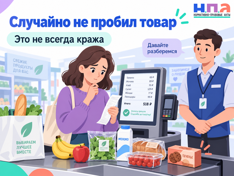 Случайно не пробил товар на кассе - считается ли это кражей