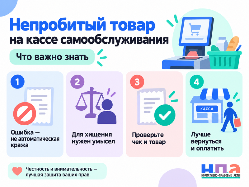 Случайно не пробил товар на кассе - считается ли это кражей