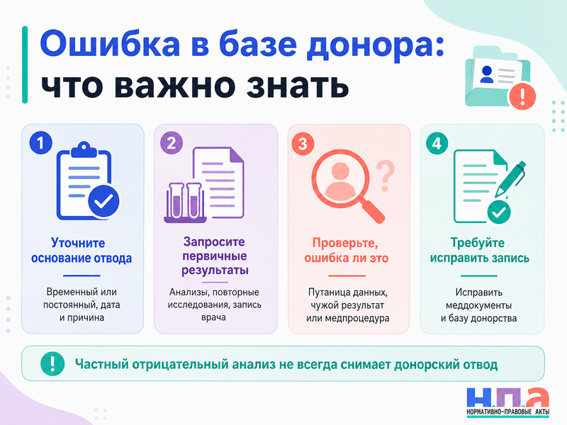 Служба крови ошибочно внесла донору медицинский отвод или положительный результат как исправить сведения