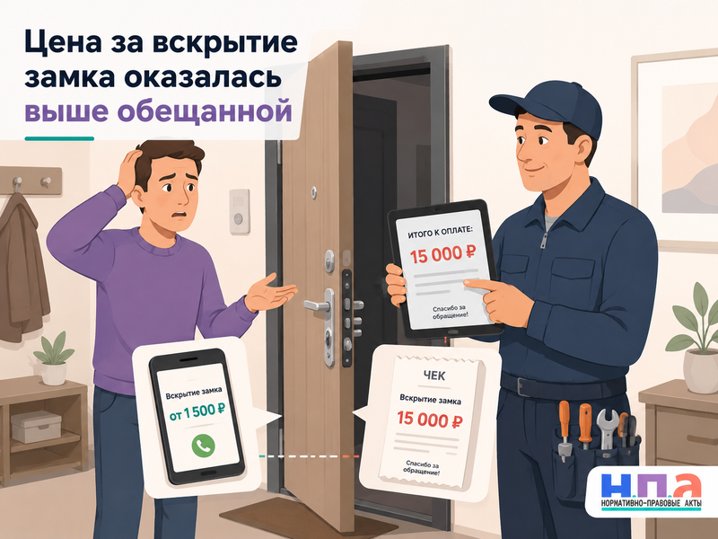 Служба вскрытия замков потребовала цену выше объявленной как оспорить оплату